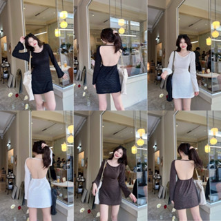 🔥VIVA DRESS มินิเดรสแขนยาวคอเปิดหลัง ผ้าเบา เนื้อดี ใส่สบาย งานป้าย Sheeny🔥