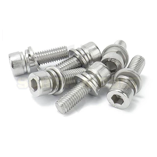 น็อต สกรู หัวจม สวมแหวน อีแปะ+สปริง สเตนเลส 304 เกลียวมิล หยาบ M4 M5 / Cap Head SEM SUS