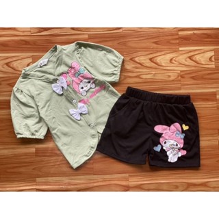ชุดเซท เสื้อ กางเกง เด็กหญิง มี2ลาย