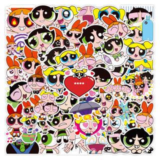 💥พร้อมส่ง💥The Powerpuff Girls sticker 50pcs เดอะพาวเวอร์พัฟฟ์เกิลส์ ลายการ์ตูนอะนิเมะ สติ๊กเกอร์ ใช้ซ้ำได้ กระโปรงหลังรถ