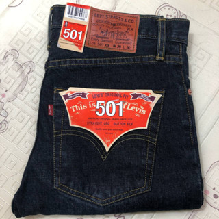 Jeans L-e-v-i-s 501 Top Mexico, red line, straight-leg jeans, Levis jeans, button crotch