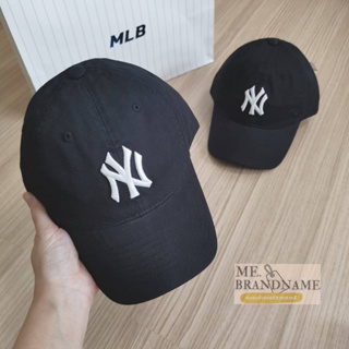ของแท้ 💯% MLB N-Cover Slider Cap หมวกสีดำ ️​โลโก้ NY สีขาว ⚫️​⚫️​