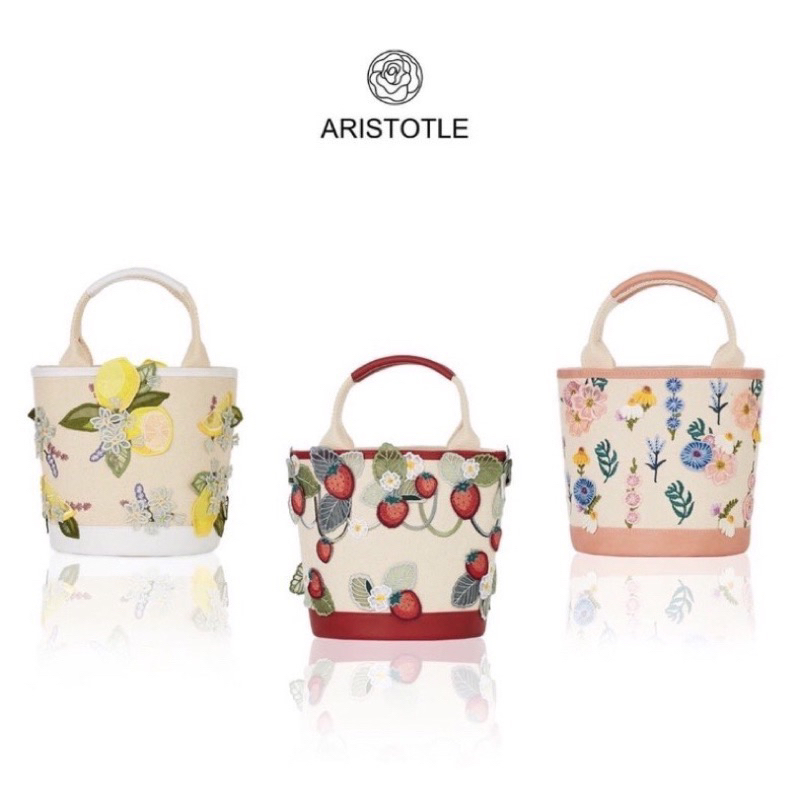 แท้! ใหม่! Aristotle Happy bag : The garden อริสโตเติ้ล กระเป๋า งานปัก สตรอเบอร์รี่ / เลม่อน ไม่มีอุปกรณ์