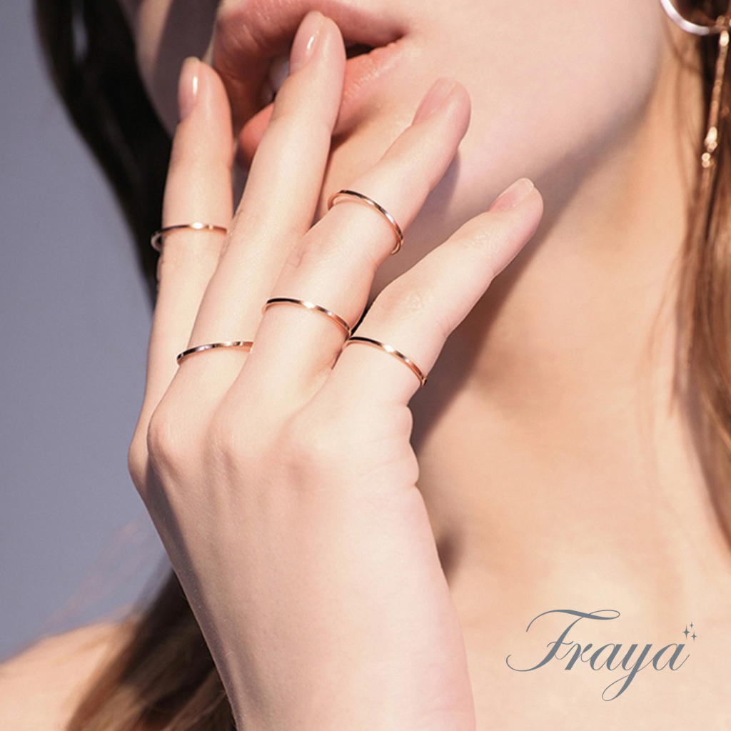 Fraya แหวนนิ้วก้อย แหวนความรัก และ การเงิน บาง 1 mm แบบเหลี่ยม สแตนเลส ไม่บิด ไม่เบี้ยว แข็งแรง ทนทาน  ของขวัญ