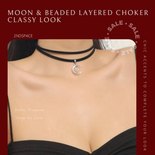 🔥SALE🔥โช้กเกอร์เลเยอร์จี้พระจันทร์🌛🌹✨Moon&amp;Beaded Layered Choker🌈✨สินค้าพร้อมส่งค่า