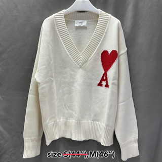 Ami Paris jumper knit เสื้อไหมพรม แขนยาว เสื้อกันหนาว แบรนด์เนม ของแท้ แบบสวม ขาว หัวใจ ผู้หญิง ผู้ชาย ของขวัญ วาเลนไทน์