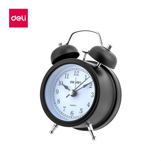 Deli นาฬิกาปลุกตั้งโต๊ะ นาฬิกาปลุกมีไฟ นาฬิกาปลุกทรงคลาสสิค นาฬิกาปลุกในห้องนอน ใช้ถ่าน AA 1 ก้อน Alarm clock