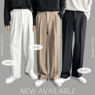 Graceboy | *พรี 7-10* Graceboy long pants กางเกงขายาวทรงกระบอกใหญ่ กางเกงขากระบอกจีบหน้า