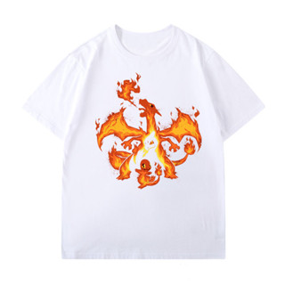 เสื้อยืดแขนสั้น Anime Pokémon Charmander/Charmeleon/Charizard ins สไตล์ใหม่สุดฮอต
