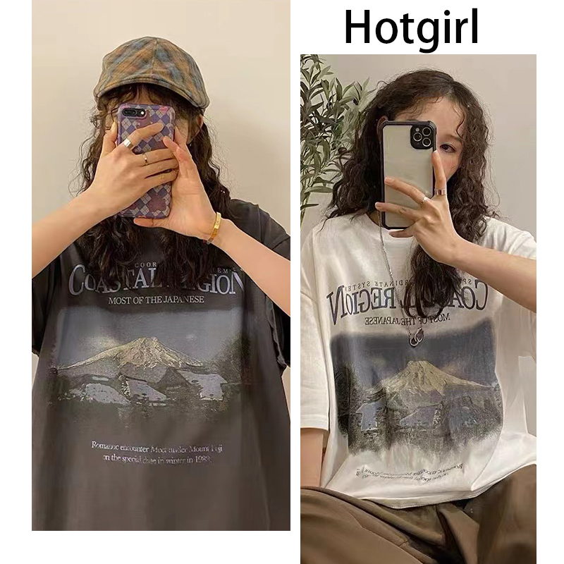 Hotgirl  พร้อมส่งจากกทม ✨เสื้อยืดแขนสั้นทรงหลวมผู้หญิง สไตล์เกาหลี แฟชั่น ย้อนยุค
