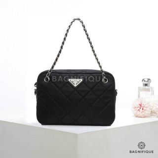 NEW PRADA TESSUTO 1BH910 SMALL BLACK NYLON SHW