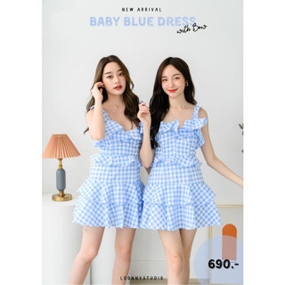 💙𝑵𝑬𝑾 𝑨𝑹𝑹𝑰𝑽𝑨𝑳💙( 690฿ ) #LNS131 " Baby Blue Dress with Bow " รุ่นนี้ขายดีจนของขาด LNS059 comeback! แล้วค๊า เพิ่มเติมเป็นงา