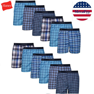 Hanes® Mens Tagless Boxer with Exposed Waistband Assorted Colors กางเกงในผู้ชาย ทรงบ็อกเซอร์ ลายสก็อต เลือกสีไม่ได้