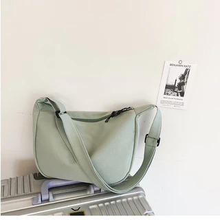 (มีส่งด่วน) ifashionbag(IF1833) กระเป๋าสะพายข้างผ้าไนล่อนสีพื้นลายเส้น สไตล์เกาหลี(ไม่มีที่ห้อยแถม)