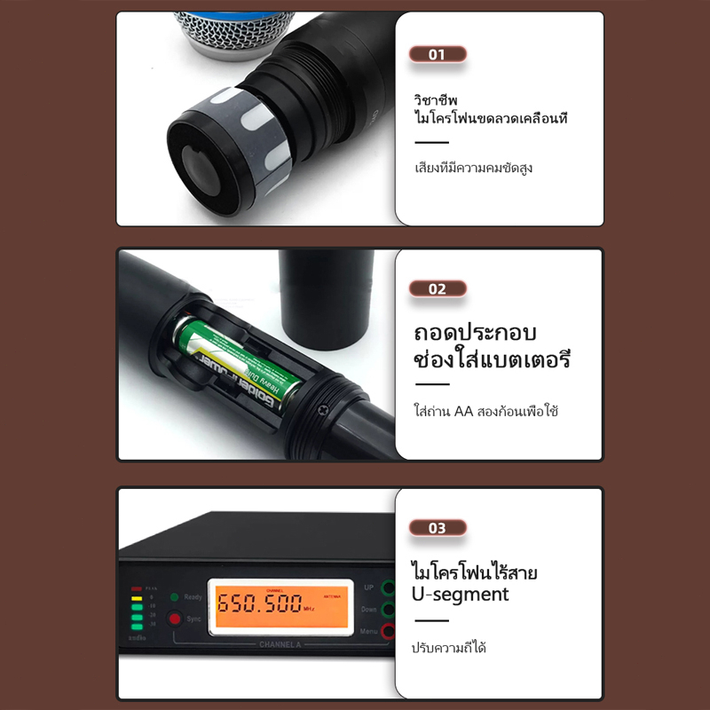 SHURE UR24D ไมโครโฟนไร้สาย คลื่นลูกใหม่ 2 มือถือ ระยะรับ UHF FM 200M ป้องกันเสียงหอน อุปกรณ์เครื่องเสียงระดับมืออาชีพ