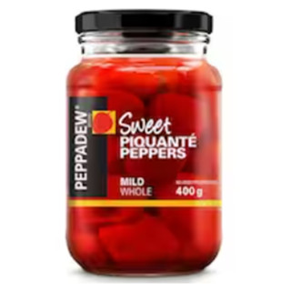 Peppadew Sweet Piquante Peppers Mild Whole 400g.เปปปาดิวพริกหวานในน้ำปรุงรส 400กรัม อาหาร วัตุดิบ ผักกระป๋อง พร้อมทาน