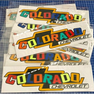 💥sp.สติกเกอร์สะท้อนแสง คำว่า COLORADO งานตัดคอมสลับสี ติดท้ายกระบะ CHEVROLET ขนาด 8.5×30cm (ราคาแพ็คคู่ 2ชิ้น)