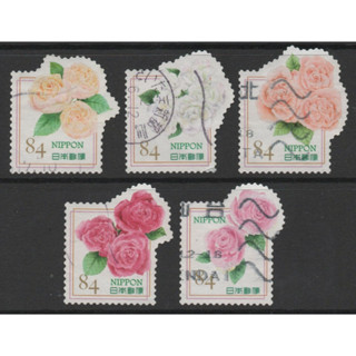 J154-6 แสตมป์ญี่ปุ่นใช้แล้ว ชุด Greetings Stamps - Flowers in Daily Life Series No.6 ปี 2020 ใช้แล้ว สภาพดี ครบชุด 5 ดวง