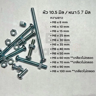 [ชุดละ 20 ตัว] สกรูเกลียวมิล น็อตมิล สกรูJP ขนาดM6 + พร้อมน็อต