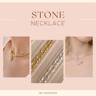 LAC.COLLECTION - Stone Necklace/ สร้อยคอและสร้อยข้อมือลูกปัดทรงลุกเต๋า สีเงิน และ สีทอง