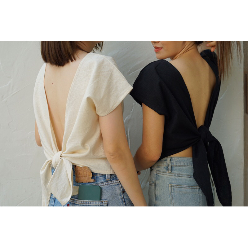 TripleT.storeเสื้อผ้าฝ้ายเปิดหลังผูกเอว