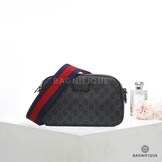 NEW GUCCI CAMERA BAG 24 BLACK GG SUPREME MONOGRAM SHW