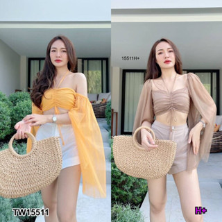 🫶🏼🏖️งานเซต 2 ชิ้น เสื้อมุ้งมีซับใน สายคล้องคอ ผูกรูดอกได้เอง หลังยางยืด ไหล่ยางยืดผ่าแขน