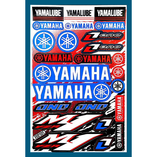 สติกเกอร์ Yamaha YZR-M1 (สีฟ้า) สติกเกอร์แต่งรถ ตกแต่งข้างรถ สำหรับรถมอเตอร์ไซค์ ติดรถยนต์ ติดหมวกกั