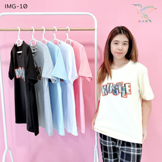 4000 IMG-10# 6 สี เสื้อแขนสั้น ผ้าคอตตอนผสม ลาย HUSTLE เนื้อผ้าดี