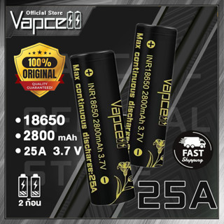 Vapcell Official Store 18650 2800mAh 25A ถ่านชาร์จขนาด 18650 Black