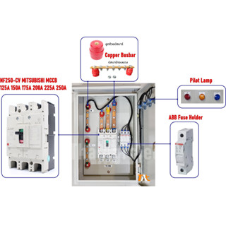 AC Switch Box 3Phase MCCB NF250-CV MITSUBISHI ขนาดพิกัดกระแส (AMP) 125A 150A 175A 200A 225A 250A สำหรับงานโซล่าเซลล์