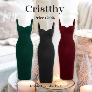 SE19 l CRISTTHY DRESS เดรสคอเซ็ท ผ่าหลัง