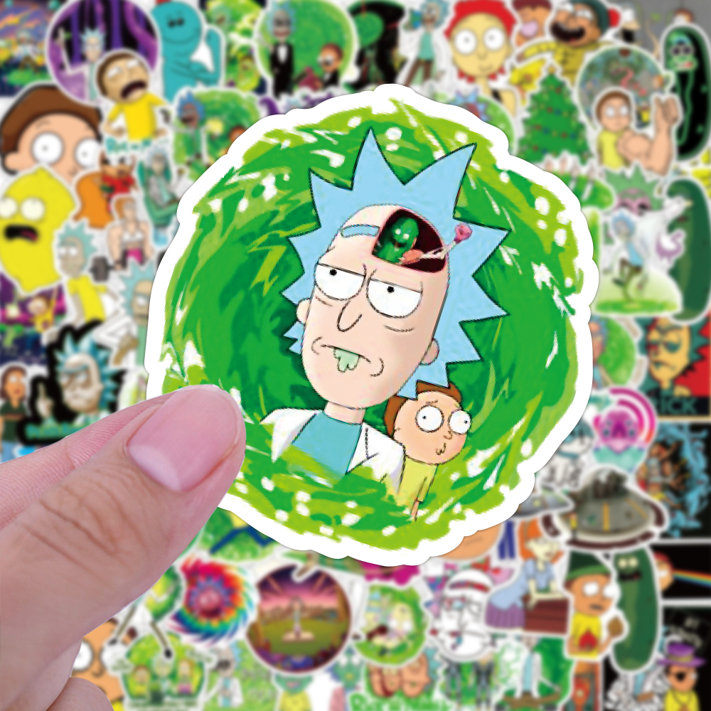 พร้อมส่ง USA movie R ick and M orty Green version ริกและมอร์ตี้ sticker สติกเกอร์กันน้ำรูปแบบที่แตกต่างกัน 50ชิ้น