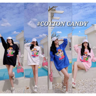 #COTTON CANDY🍭เสื้อเเขนยาวตัวยาวกึ่งมินิเดรส Powerpuff