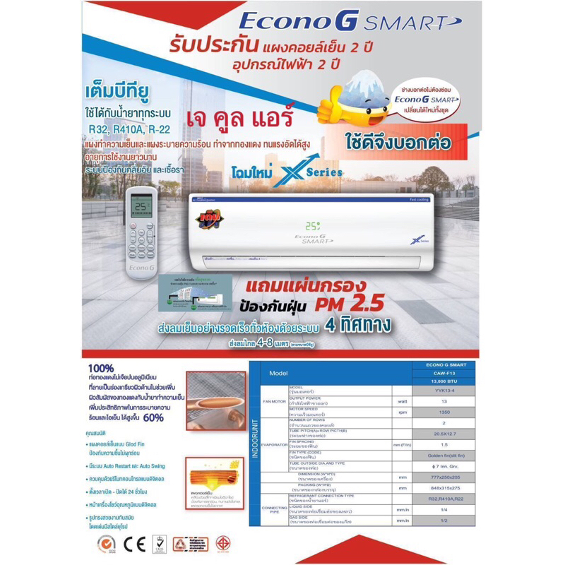 เฉพาะคอยล์เย็น FAN COIL UNIT ยี่ห้อEcono ขนาด 13,000บีทียู. ถึง ขนาด 25,000บีทียู. ลมเย็นได้ 4ทิศทาง