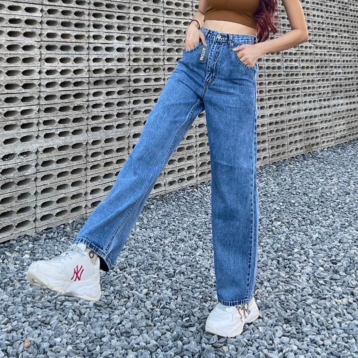 RittaJeans กางเกงยีนส์ ผญ เอวสูง ทรงกระบอก ผ้าไม่ยืด เรียบ สีสโนว ยาว 39 นิ้ว