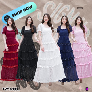 TW18388 Maxi Dress(เดรส)ยาว แขนตุ๊กตา