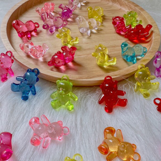 (พร้อมส่ง)ลูกปัดหมี Jelly Bear จี้หมี ลูกปัดหมีนั่งสีสดใส(20,50,100g)