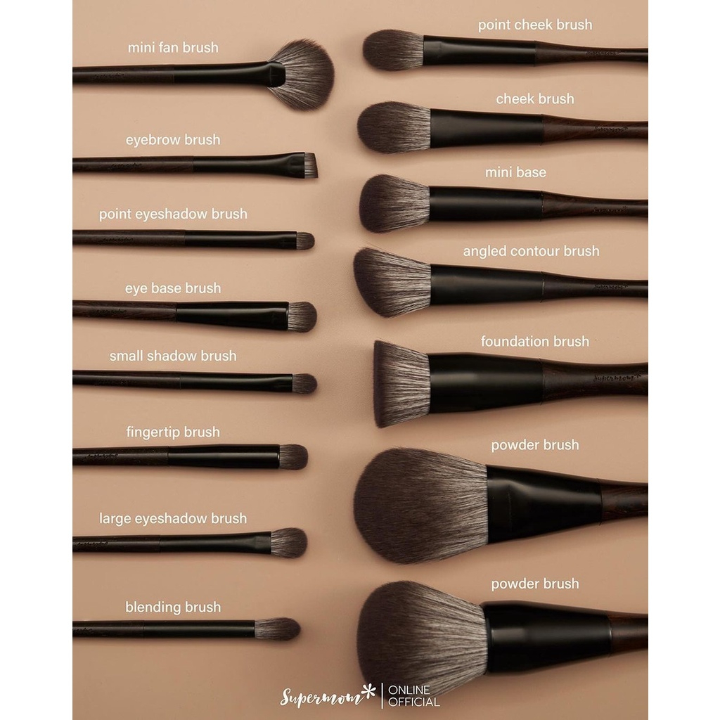 SUPERMOM l Sandalwood series (แปรงแต่งหน้าขนสังเคราะห์เกรดพรีเมี่ยม-แยกชิ้น รุ่น