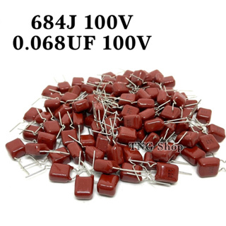 C ไมล่าร์ แพ็ค10 ตัว684J 100V 0.068UF 100V Capacitor Mylar ตัวเก็บประจุ  ความกว้างขา 5mm.