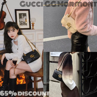 Gucci  GG Marmont กระเป๋าถือขนาดเล็ก/กระเป๋าถือ/กระเป๋าสะพายข้าง/กระเป๋าสะพายโซ่