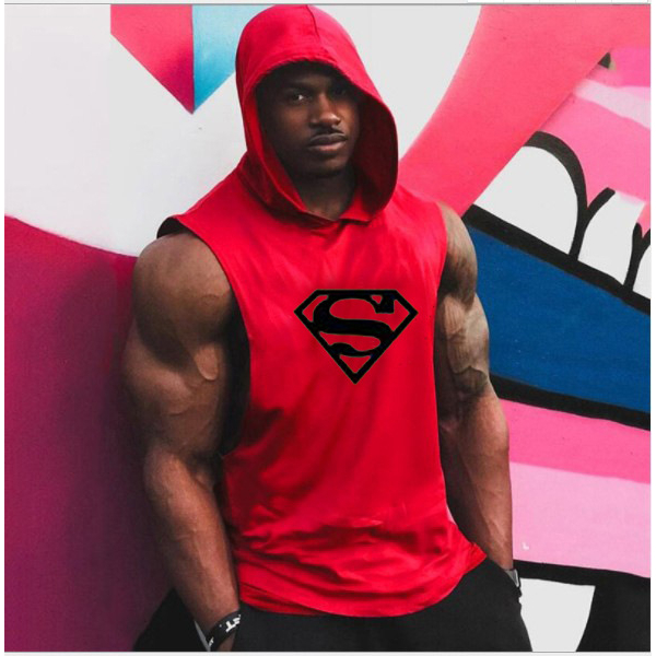 เสื้อกล้าม แขนกุดมีฮู้ด ผ้าฝ้าย ส่งจากประเทศไทย เหมาะกับฤดูร้อน สําหรับผู้ชาย ใส่เข้ายิม เพาะกาย