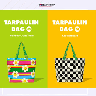 wiggle wiggle Tarpaulin Bag (M)-Rainbow Crush Smile : ถุงหิ้วใบใหญ่สายรุ้งและดอกไม้ถุงช้อปปิ้งผ้าใบพลาสติก