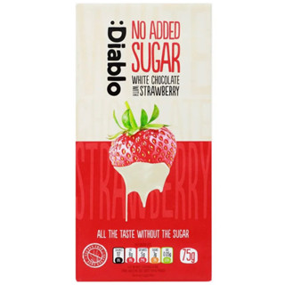 Diablo white chocolate strawberry nobadded sugar gluten free ขนาด 75g