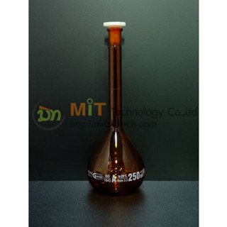 Amber Volumetric Flask ขวดวัดปริมาตรสีชา 10ML 25ML 50ML 100ML 200ML 250ML GLASSCO UK