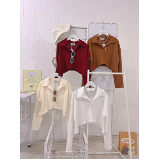 เสื้อครอปปกแขนยาวสีน่ารักๆ เกาหลีน่ารักๆ B08