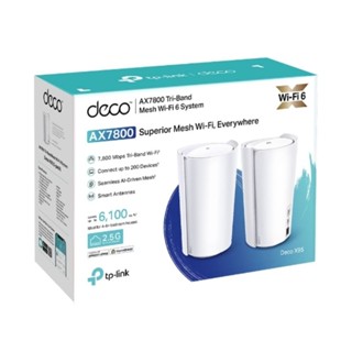 Deco X95(2-Pack)AX7800 Whole Home Mesh Wi-Fi 6 System(Tri-Band)SPEED: 574 Mbps at 2.4 GHz + 4804Mbps at 5 GHz-1 + 2402 Mbps at 5GHZ-2SPEC: 6x Internal Antennas (2 Smart Antennas), 1x 2.5 Gbps Port + 2xGigabit Port