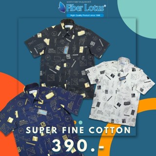 Fiber Lotus เสื้อฮาวายคอเชิ๊ต(ชายตรง-ผ่าข้าง) ลาย การ์ตูน