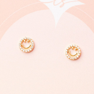 LELISA - Smiley Earring - ต่างหูสมายลี่สุดคิ้วประดับคริสตัล - เงินแท้ 92.5% ชุบทอง 18K