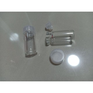 ขวดแก้วขนาด 2 ml. ฝาปิดพลาสติกสีใสพร้อมจุกปิดกันซึม (ขั้นต่ำ 10 ชิ้น)